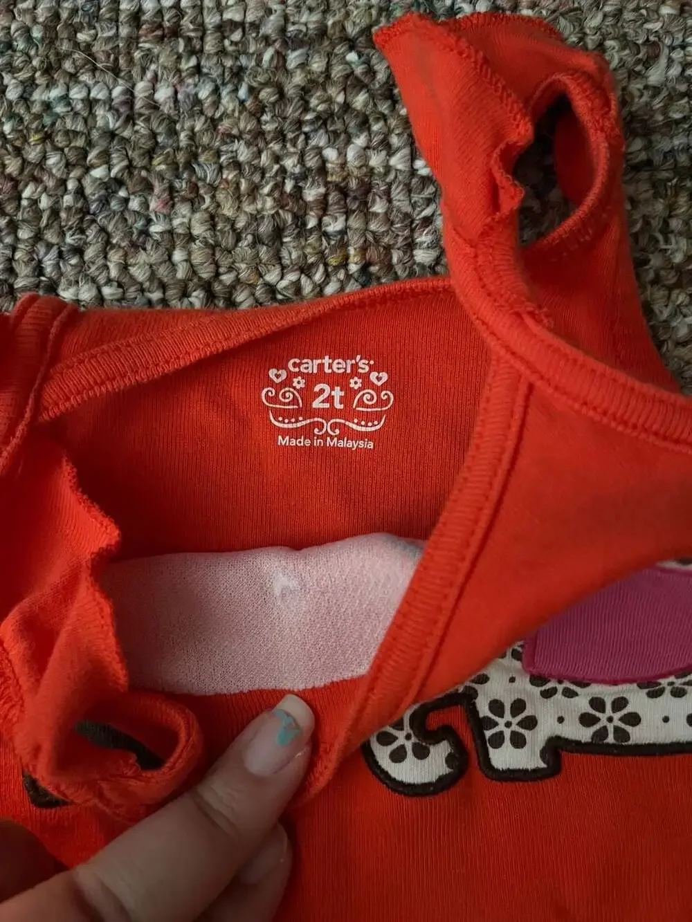 Carter's Girls Orange Ruffle Strap Tank Top with Elephant Print
